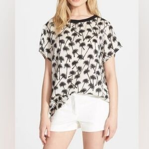 L'AGENCE Black and White Palm Tree Blouse - Small